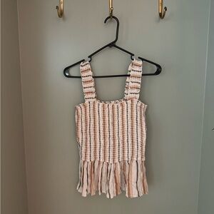 Boutique smocked peplum tank